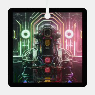 Robot 1 ornement en métal carré