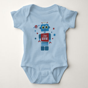 Robot 1st Birthday Baby Bodysuit