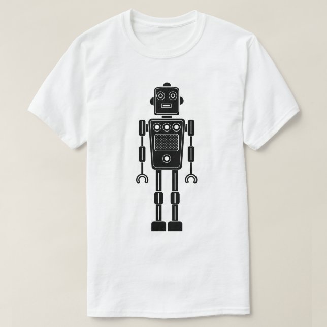 Robot 270620/011 - Black and White T-Shirt (Design Front)