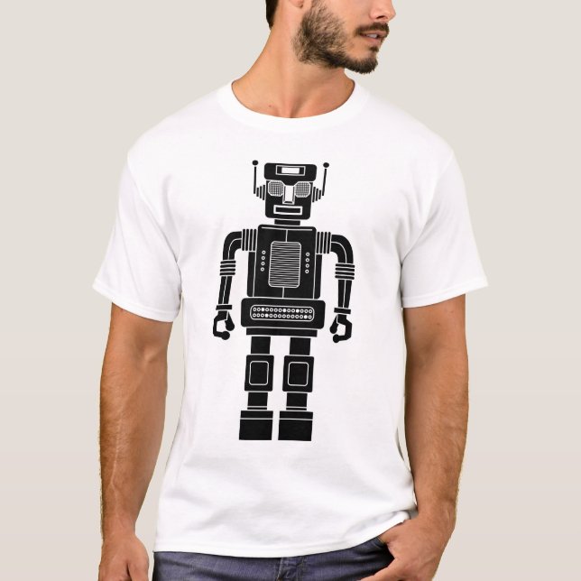 Robot 270620/04 - Black and White T-Shirt (Front)