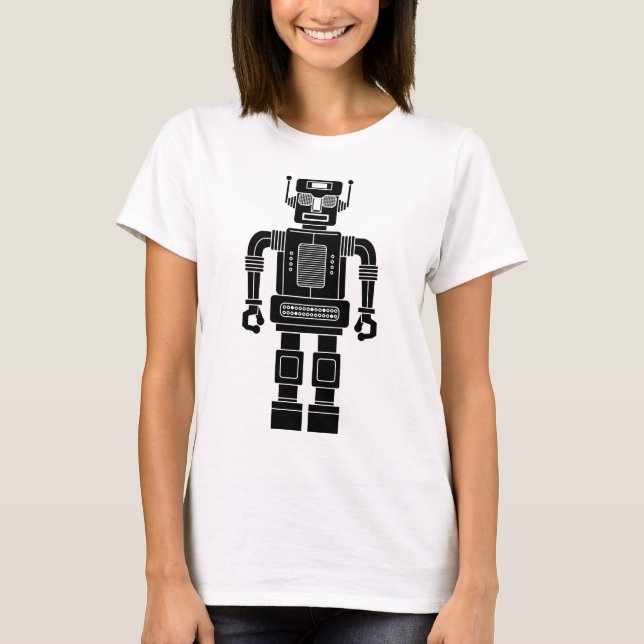 Robot 270620/04 - Black and White T-Shirt (Front)