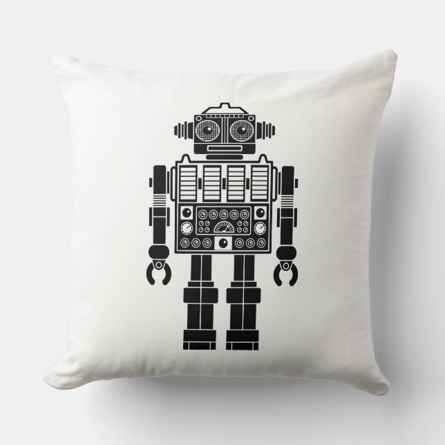 Robot 270620/04 - Black and White Throw Pillow (Front)