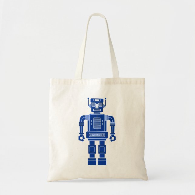 Robot 270620/04 - Navy Blue and White Tote Bag (Front)