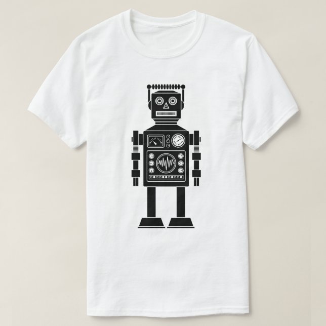 Robot 270620/06 - Black and White T-Shirt (Design Front)