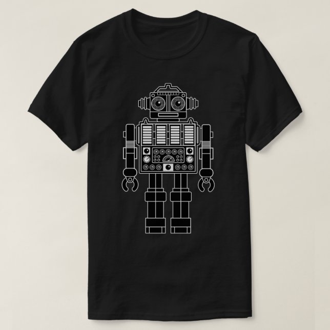 Robot 270620/08 - Black and White T-Shirt (Design Front)