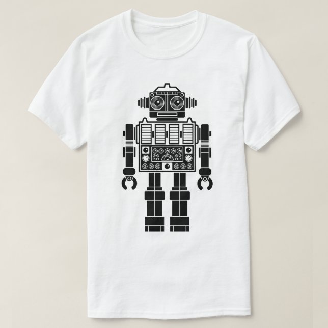Robot 270620/08 - Black and White T-Shirt (Design Front)