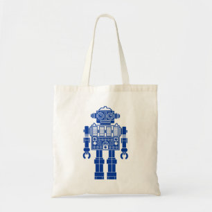 Robot 270620/08 - Navy Blue and White Tote Bag