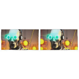 Robot 2 taies d'oreillers king 2 faces paire