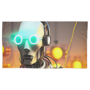 Robot 2 white king pillowcase