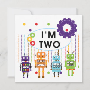 Robot 2nd Birthday tshirts and Gifts Card