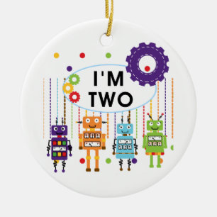 Robot 2nd Birthday tshirts and Gifts Ceramic Ornament