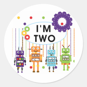 Robot 2nd Birthday tshirts and Gifts Classic Round Sticker
