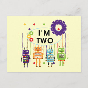 Robot 2nd Birthday tshirts and Gifts Postcard