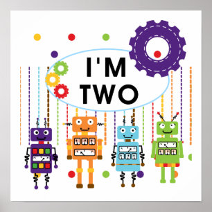Robot 2nd Birthday tshirts and Gifts Poster
