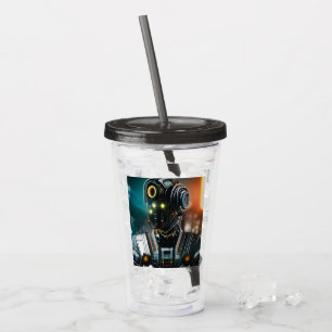 Robot 3 black smoke acrylic tumbler