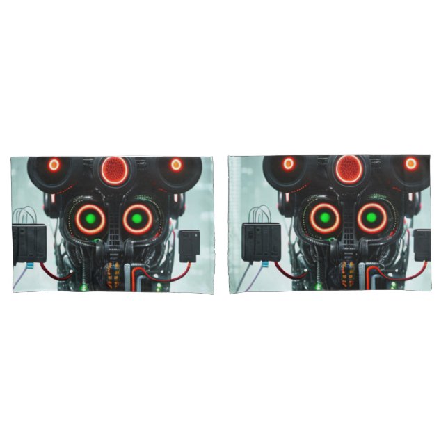 Robot 3 grey standard pillowcases pair (Front-Set)