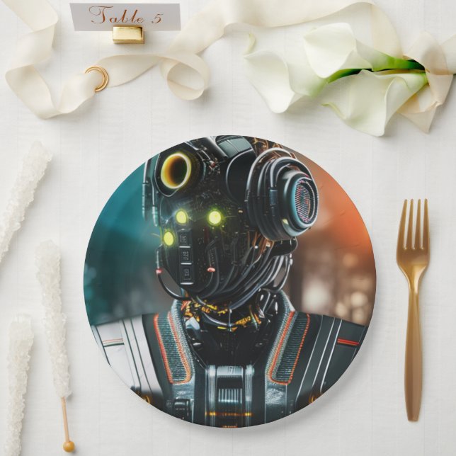 Robot 3 large paper plates (Wedding)