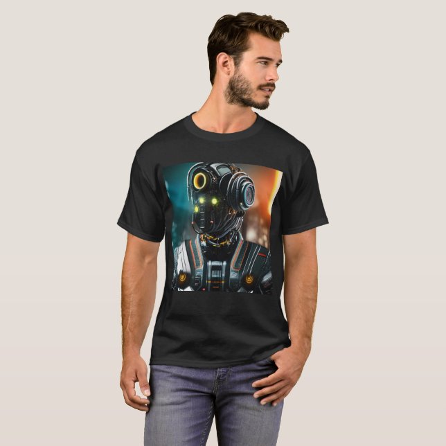  Robot 3 men black T-shirt (Front Full)