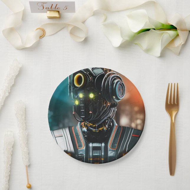 Robot 3 paper plates (Wedding)