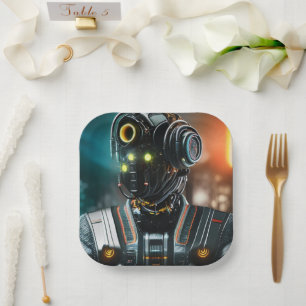Robot 3 square paper plates