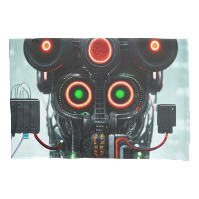 Robot 3 white standard pillowcase (Front)