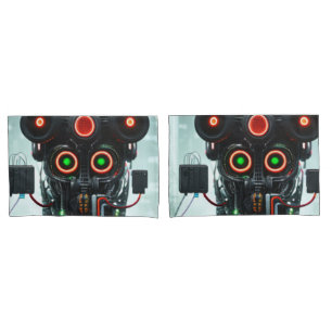 Robot 3 white standard pillowcases pair