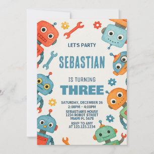 Robot 3ème anniversaire Invitation