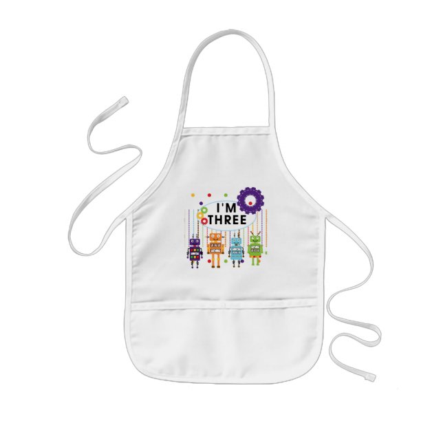 Robot 3rd Birthday T shirts and Gifts Kids Apron (Front)