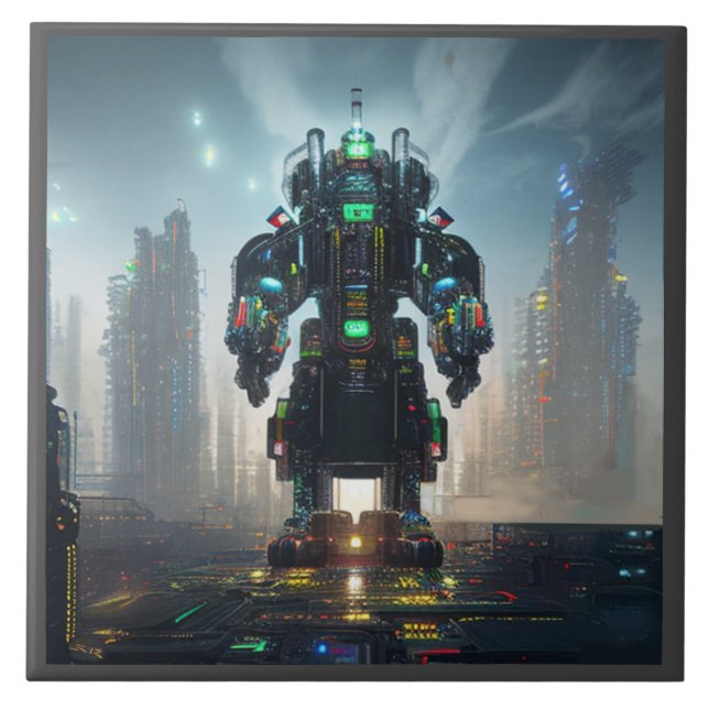 Robot 4 large ceramic tile (Front)