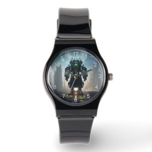 Robot 4 noir bracelet en silicone montre avec numé