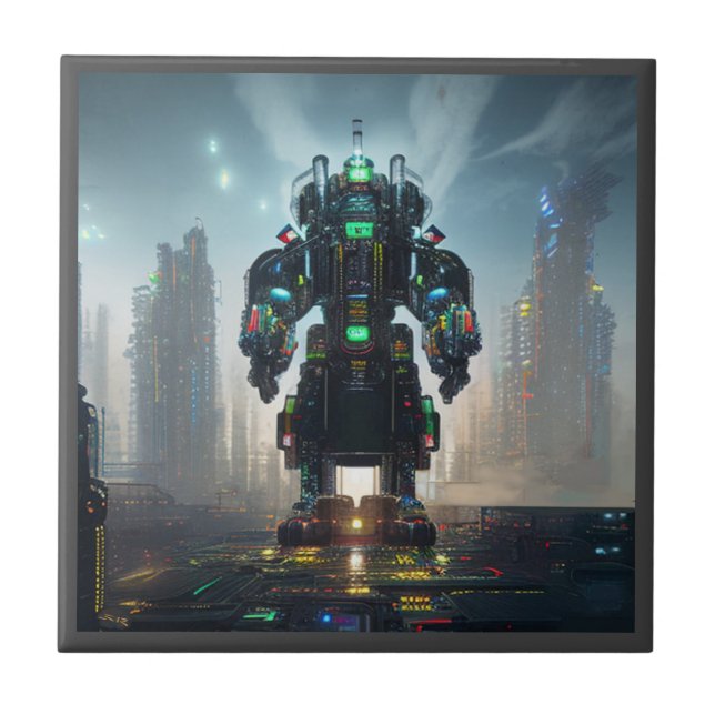 Robot 4 small ceramic tile (Front)