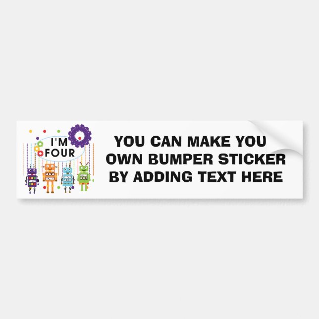 Robot 4th Birthday Tshirts and Gifts Bumper Sticker (Front)