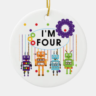 Robot 4th Birthday Tshirts and Gifts Ceramic Ornament