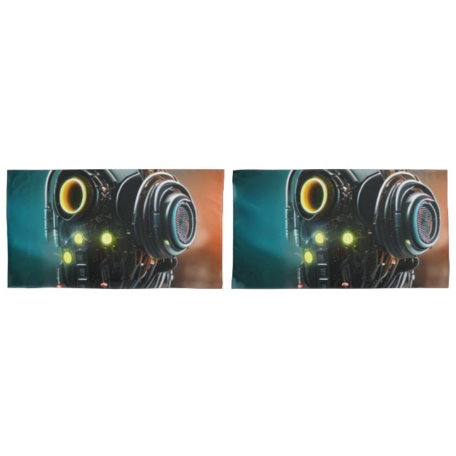 Robot 5 king pillowcases 2 sided pair (Front-Set)