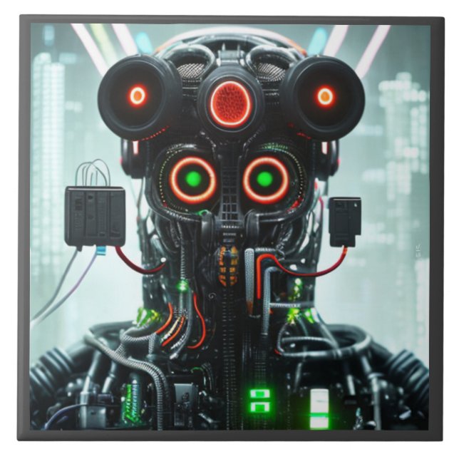 Robot 5 large ceramic tile (Front)
