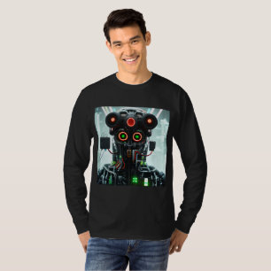 Robot 5 men black long sleeve T-shirt