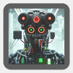 Robot 5 square stickers