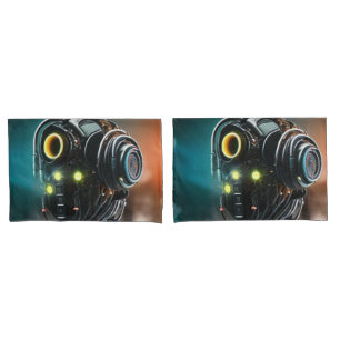 Robot 5 standard pillowcases 2 sided pair