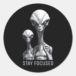 Robot Aliens Round Sticker Set