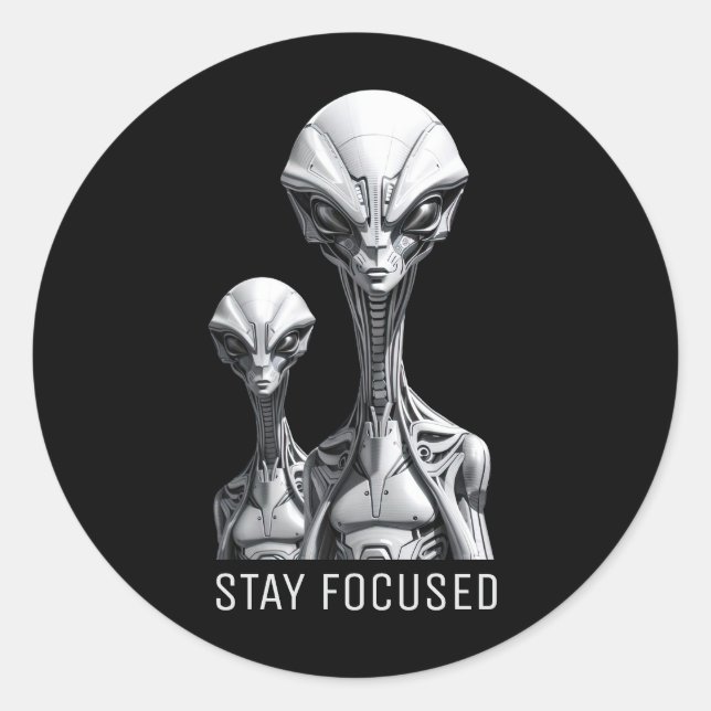 Robot Aliens Round Sticker Set (Front)