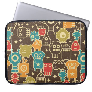 Robot and monsters modern seamless pattern in retr laptop sleeve