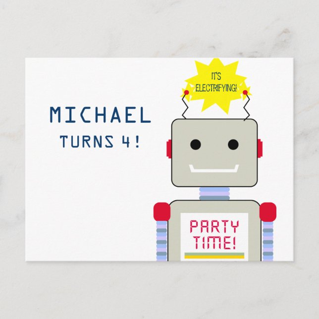 Robot Anniversaire, Demande de carte postale (Devant)