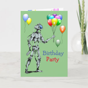 Robot avec ballons Invitation d'anniversaire