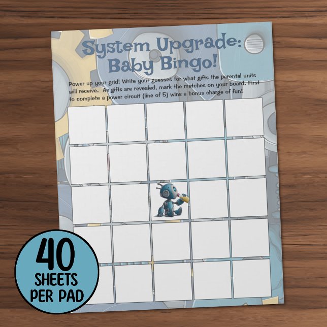 Robot Baby Shower Bingo Game Notepad (Creator Uploaded)