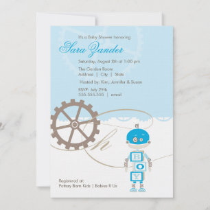 Robot Baby Shower Invitations Boy
