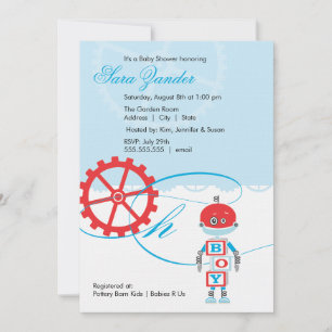 Robot Baby Shower Invitations     Boy