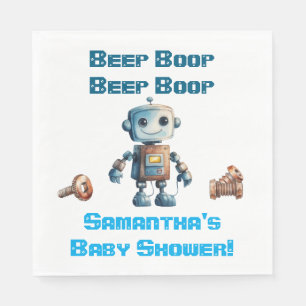 Robot Baby Shower Personalized Paper Napkins