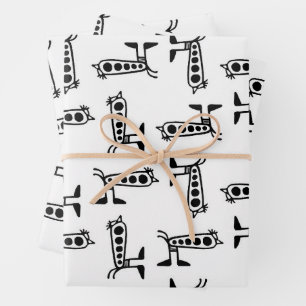 Robot bird linear art drawing wrapping paper sheet