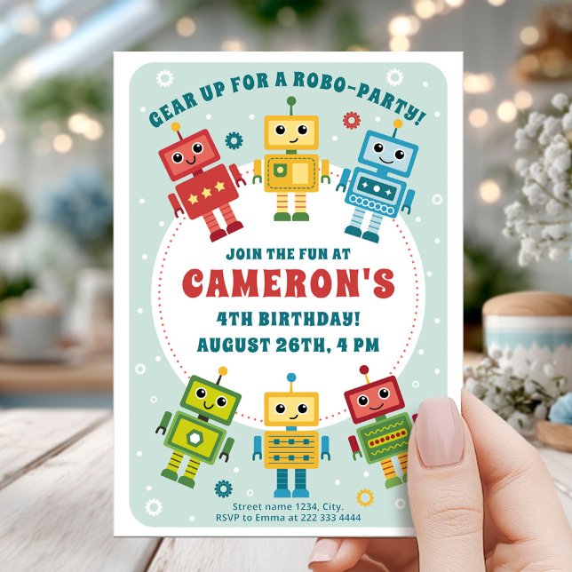 Robot Birthday Blast  Invitation (Creator Uploaded)