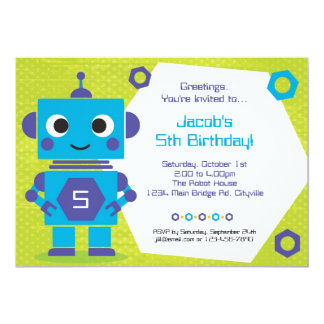 robot birthday invitations